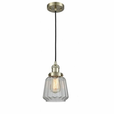 Chatham - 1 Light Cord Hung Mini Pendant In Art Deco Style-11 Inches Tall and 7 Inches Wide