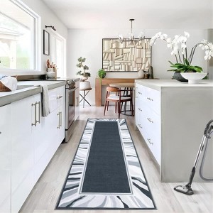 Washable Area Rug Large Modern Bordered Carpet Soft Low Pile Non Slip Stain Resistant Indoor Accent Rug for Living Room Bedroom - 1 of 4