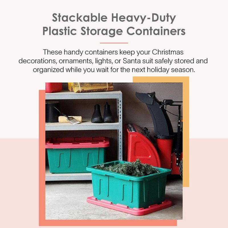 Homz Durabilt 27 Gallon Capacity Flip Lid Stackable Heavy Duty Tough Storage Container Tote, 3 of 8