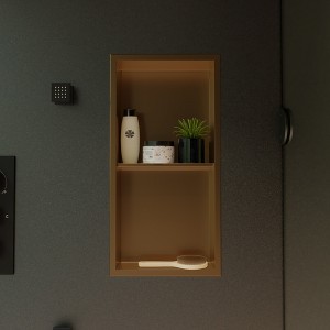 ALFI ABNP1224-BG 12Inch x 24Inch Brushed Gold PVD Stainless Steel Vertical Double Shelf Shower Niche - 1 of 4