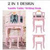 Whizmax 2-in-1 Kids Vanity, Wooden Princess Makeup Desk Dressing Table, Pretend Play Vanity Set for Kids - 2 of 4