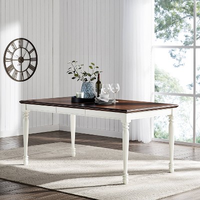 Distressed White and Dark Wood 4-Piece Dining Set with Bench