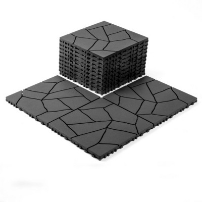 Syemin Carpet Tiles 44PCS Stone Style Patio Deck Tiles, Decking Tiles Floor Tile Indoor for Porch Poolside Balcony Backyard, Gray, 12"*12"*0.8"