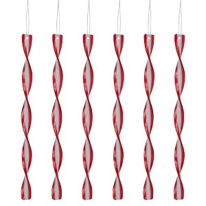 Northlight 6ct Red and White Candy Swirl Christmas Ornaments 8" - 1 of 4