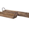 Wooden Tray Set with Handles 4.75 Inch Height for Serving and Decor Natural Finish By Melrose - 3 of 3
