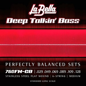 La Bella 760FM-CB Deep Talkin' Bass Stainless Steel Flat Wound 6-String Bass Strings Medium (29 - 128) - 1 of 1