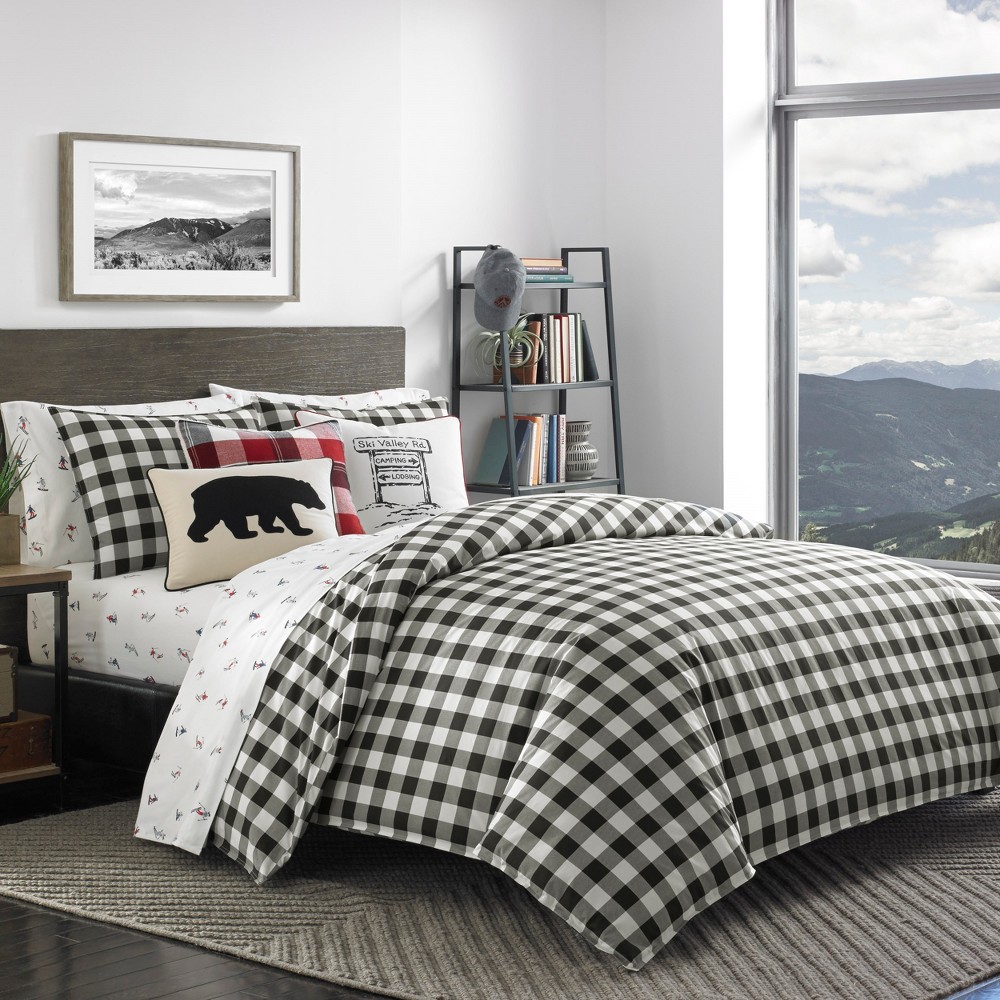 Photos - Duvet Eddie Bauer Twin Mountain Plaid Reversible Comforter Set Black  