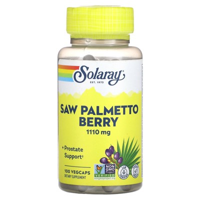 SOLARAY Saw Palmetto Berry 1110 mg, Organic Saw Palmetto for Men, Healthy Prostate Support from Fatty Acids & Plant Sterols, Non-GMO, Vegan & Lab