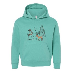 The Juniper Shop Deer Snowman Scene Youth Graphic Hoodie - 1 of 3