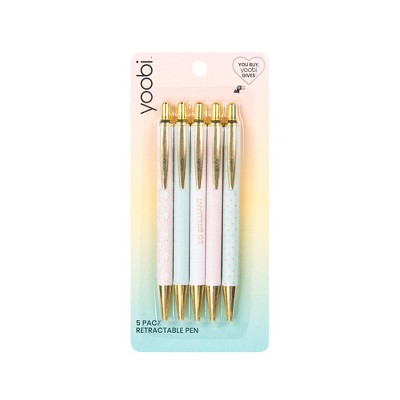 5ct Retractable Gel Pens Set Black - Yoobi™