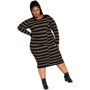 Avenue Women's Plus Size Marly Star Sweater Dress - 1 of 4