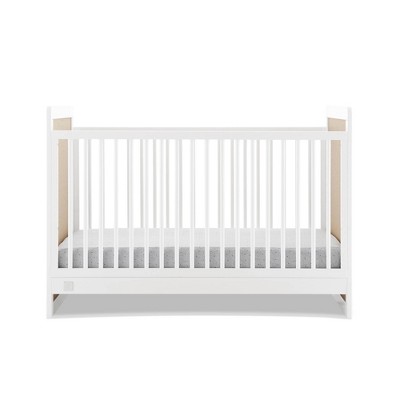 Bianca White and Natural 4-in-1 Convertible Crib with Textured Panels