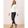 INSPIRE CHIC Women's Metallic Velvet Puff Long Sleeve Mock Neck Glitter T-shirt - 4 of 4
