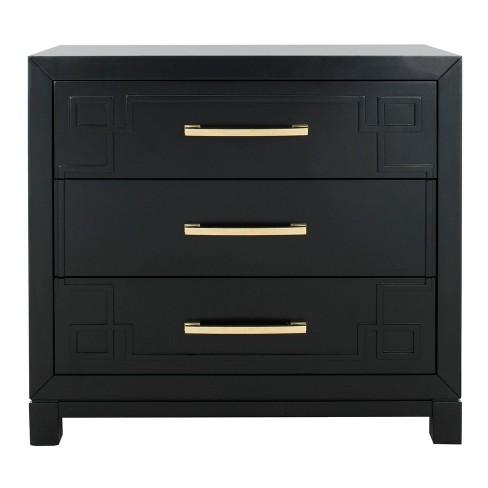 Raina 3 Drawer Chest Black/gold - Safavieh : Target