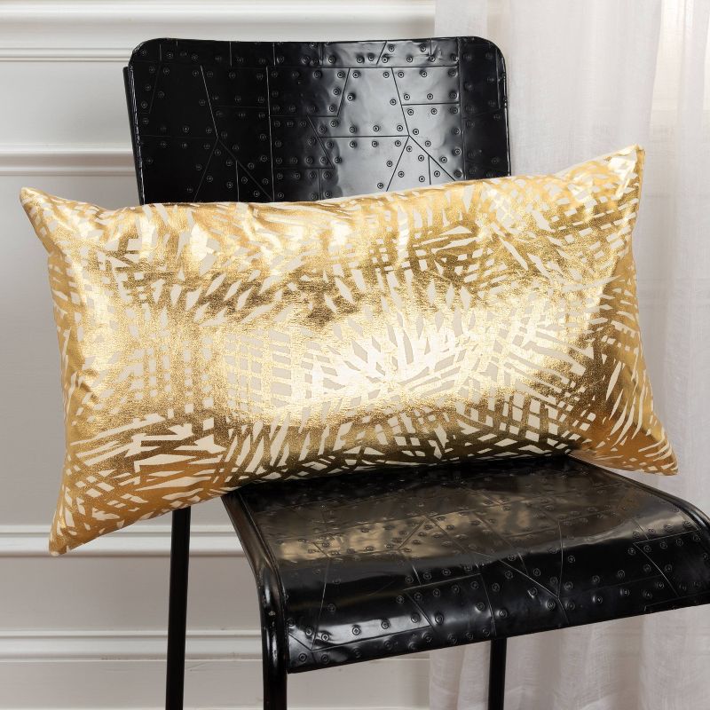 14&#34;x26&#34; Oversized Abstract Polyester Filled Lumbar Throw Pillow Gold - Rizzy Home, 6 of 8