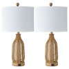 Maxax Set of 2 Rattan Table Lamps for Living Room, 24.5" Boho Bedside Lamps with A+C USB Charging Ports for Nightstand - 2 of 4