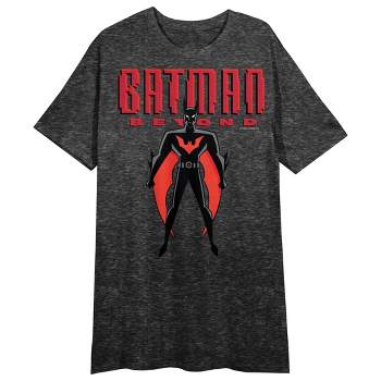 Batman Beyond Character Logo Crew Neck Short Sleeve Black Heather Women’s Night Shirt-Large