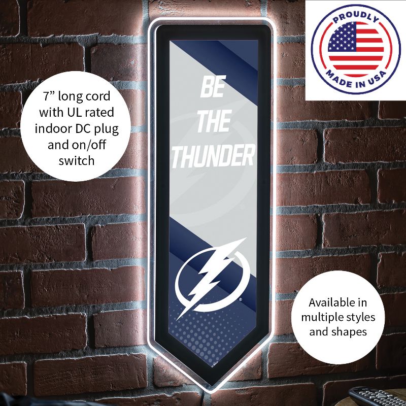Evergreen Ultra-Thin Glazelight LED Wall Decor, Pennant, Tampa Bay Lightning- 9 x 23 Inches Made In USA, 5 of 7