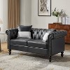 Miguel 62.2" Wide Leather Sofa With Solid Wood Legs| ARTFUL LIVING DESIGN-BLACK - 2 of 4