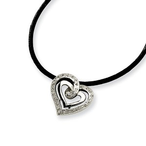 Black Bow Jewelry Women's Stainless Steel and Cubic Zirconia Script Heart Necklace - 1 of 3