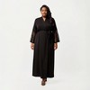 Anna-Kaci Lounge Women's PLus Size Long Satin Robe with Sheer Lace Sleeve Panels and Adjustable Tie Waist for a Flowing Silhouette - 3 of 4