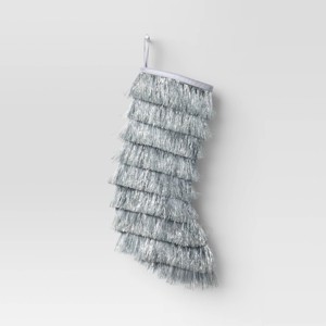 20" Christmas Tinsel Stocking Silver - Wondershop™ - 1 of 3