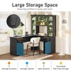 L-Shaped Computer Desk with 2 Cabinets, 2 Drawers & 11 Open Shelves, Power Outlet - 4 of 4