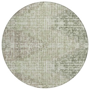 Fern Green And Ivory Geometric Washable Indoor Outdoor Area Rug - 1 of 4