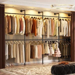 Besiost Corner Wall Mounted Closet System, Pipe Clothing Rack with Hanging - 1 of 4