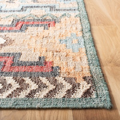 Handwoven Blue and Natural Geometric Kilim Area Rug