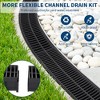 Trench Drain System with Plastic Grate, 5.9x5.1 Inch HDPE Channel Drainage, Deep Profile Trench Drain for Driveway, Yard, Pool, Sidewalk - 4 of 4