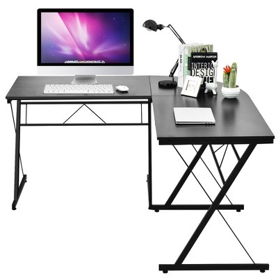 Costway 59'' L-Shaped Computer Table Study Workstation Home Office ...