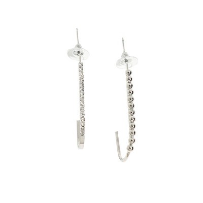 SOHI Women's Metallic Silver Party Cuff Earrings