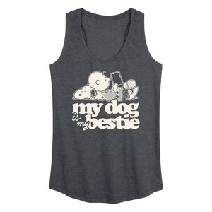 Women's - Peanuts - My Dog Is My Bestie Graphic Racerback Tank - 1 of 4