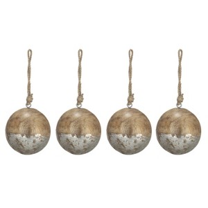 SEVOBAL Tree Ornaments 4PCS Set Christmas Hanging Ball Ornaments Wooden Tree Decorations Festive Party Decor Xmas Tree Accessories, Gold, 4"*4"*4" - 1 of 4