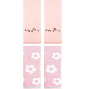 REGALWOVEN 4 Pcs Cute Floral Pattern Cotton Bathroom Soft Absorbent Hand Towel - 1 of 4