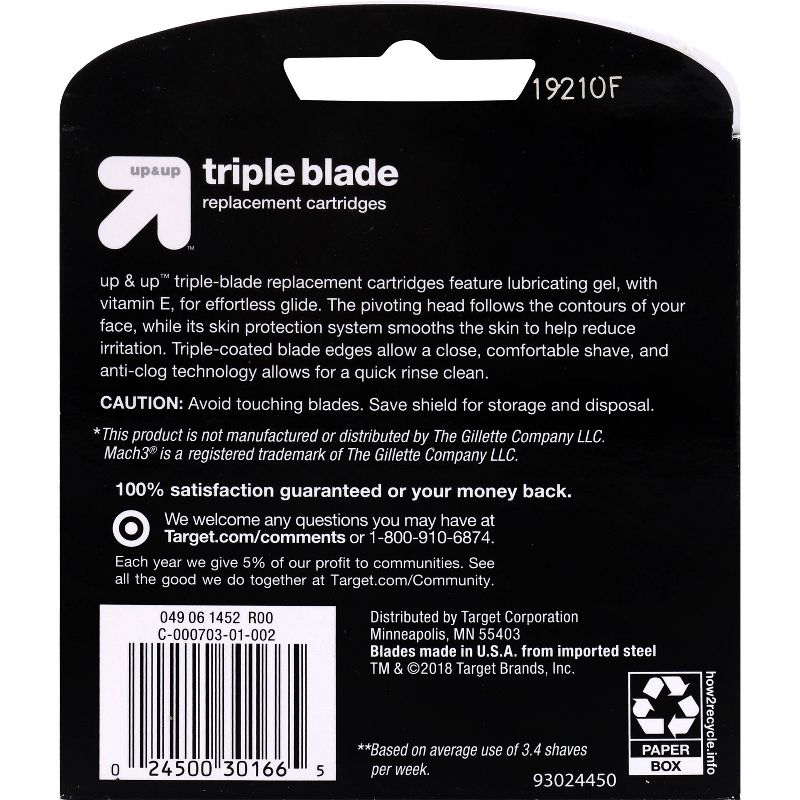 Men's Triple Blade Replacement Cartridges - up & up™, 3 of 10
