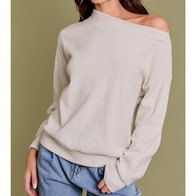 Women's Long Sleeve Unbalanced Off-shoulder Top - GILLI