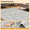 coucheta Machine Washable Area Rug, Modern Abstract Stain Resistant Low-Pile Faux Linen Design Carpet with Non Slip Backing, for Living Room, Bedroom - 4 of 4