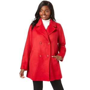 Jessica London Women's Plus Size A-Line Wool Peacoat - 1 of 4
