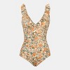 Women's Floral Prints Tummy Control Ruffled Neckline One-Piece Swimsuit - Cupshe - 2 of 4