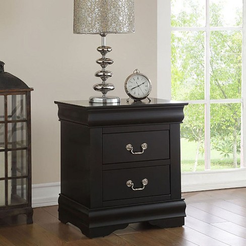 NicBex Nightstand with 2 Drawers 15.5 inch Bedside Table with Metal Handles and Black Finish Modern Side Table for Bedroom Living Room Black