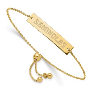 Black Bow Jewelry 14k Yellow Gold Plated Sterling Silver Florida State Seminoles NCAA ID Bracelet 9 Inch - 1 of 3