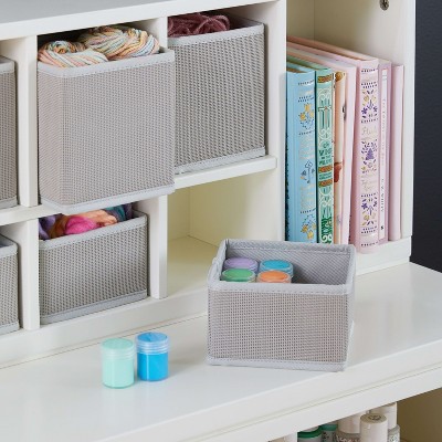 Creamy White Kids' Cubby Organizer with Woven Bins