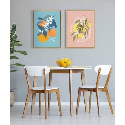 Squeeze the Day Motivational Orange Canvas Print with Natural Frame