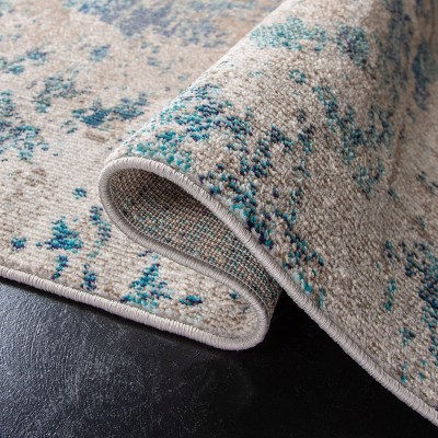 Metro-Mod Chic Round Grey/Blue Synthetic Area Rug 6'