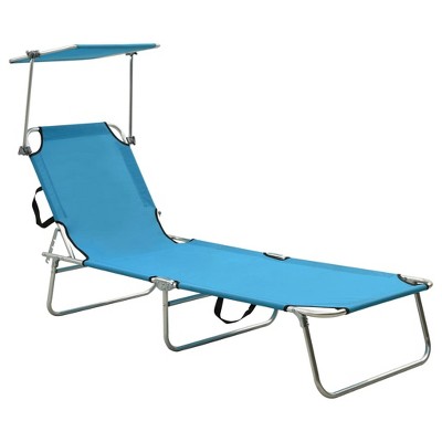 vidaXL Folding Sun Lounger with Canopy Blue Aluminum