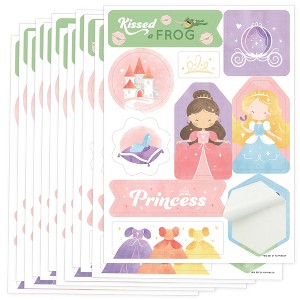 Big Dot of Happiness Princess Party Favor Sticker Sheet Sets, Princess Birthday Party Favors for Girls - 12 Sheets - 120 Stickers - 1 of 4