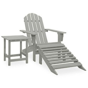 vidaXL Patio Adirondack Chair with Ottoman&Table Solid Fir Wood Gray - 1 of 4