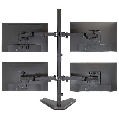 Black Steel Quad Monitor Adjustable Desktop Stand